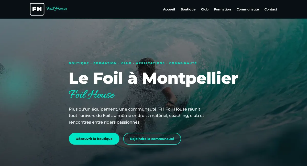 Site d'une boutique de sport nautique créé avec MonSiteo