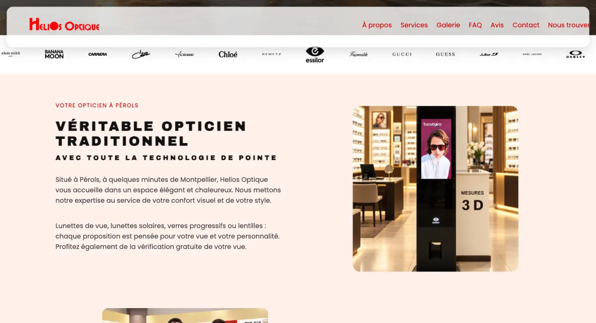 Site d'un opticien créé avec MonSiteo