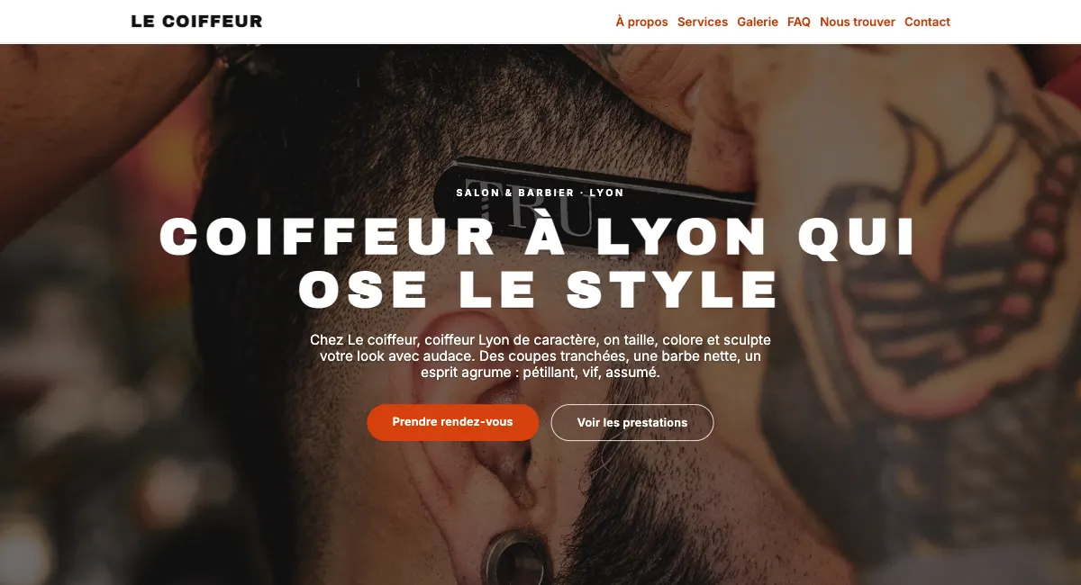 Site d'un salon de coiffure créé avec MonSiteo